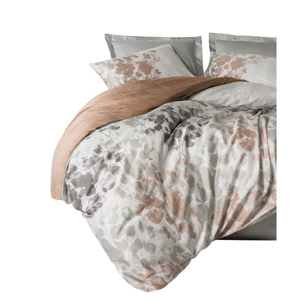 Šedobéžové povlečení na dvoulůžko z bavlněného saténu 200x200 cm Blatt – Mijolnir