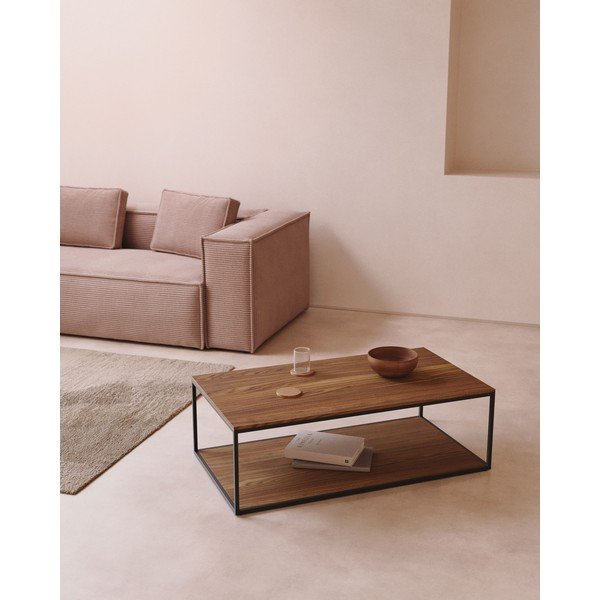 Konferenční stolek v tmavě přírodní barvě s deskou v dekoru ořechového dřeva 60x110 cm Yoana – Kave Home-image-1