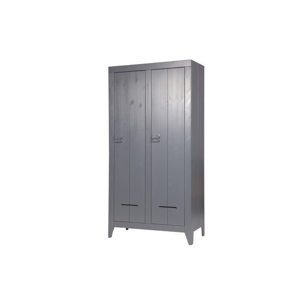 Šedá šatní skříň z borovicového dřeva 95x190 cm Kluis - WOOOD-image-1