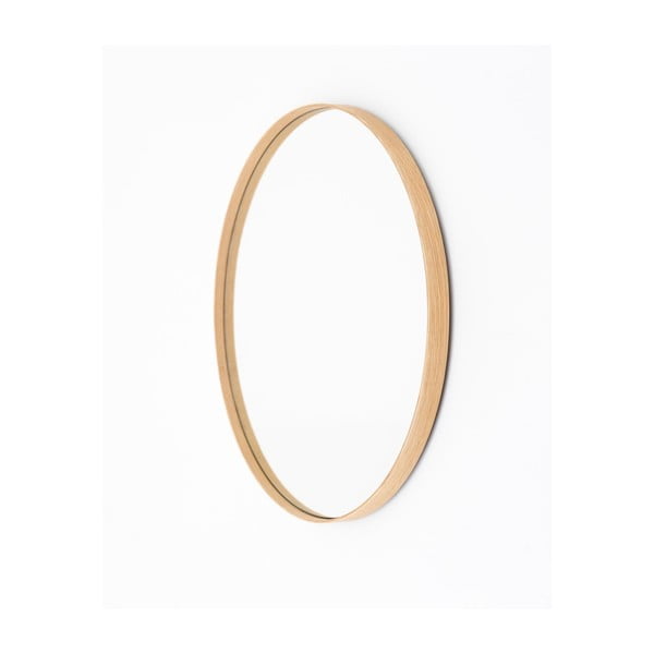 Nástěnné zrcadlo s rámem z dubového dřeva Wireworks Glance, ⌀ 66 cm-image-1