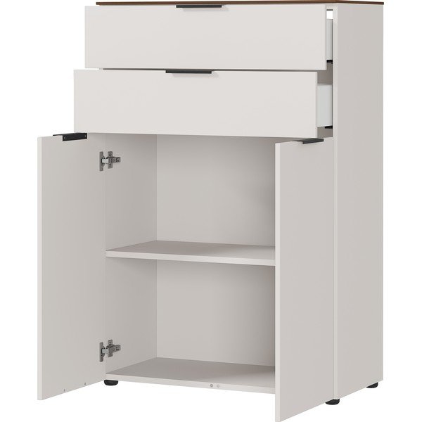 Šedobéžová vysoká komoda v dekoru ořechu 81x120 cm Ancona - Germania-image-2