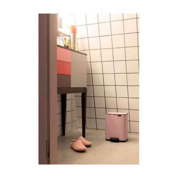 Růžový nášlapný ocelový odpadkový koš 4 l Bo – Brabantia-image-1