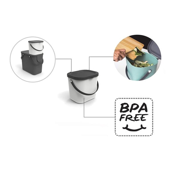 Bílá nádoba na kompostovatelný odpad 6 l Albula - Rotho-image-4