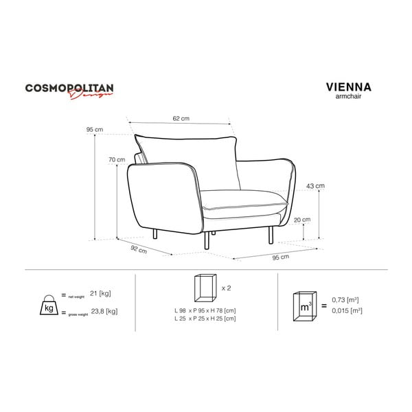 Tmavě šedé sametové křeslo Cosmopolitan Design Vienna-image-4