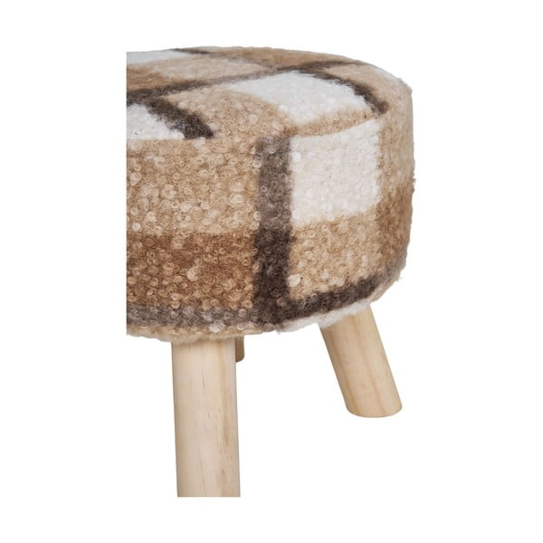 Bílo-hnědá podnožka z textilie bouclé Aberdeen – House Nordic-image-2