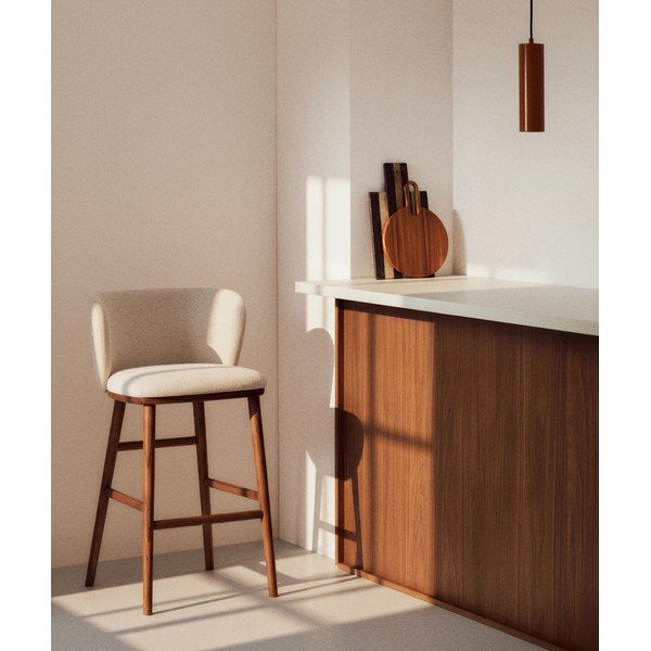 Béžová čalouněná barová židle (výška sedáku 75 cm) Ciselia – Kave Home-image-1