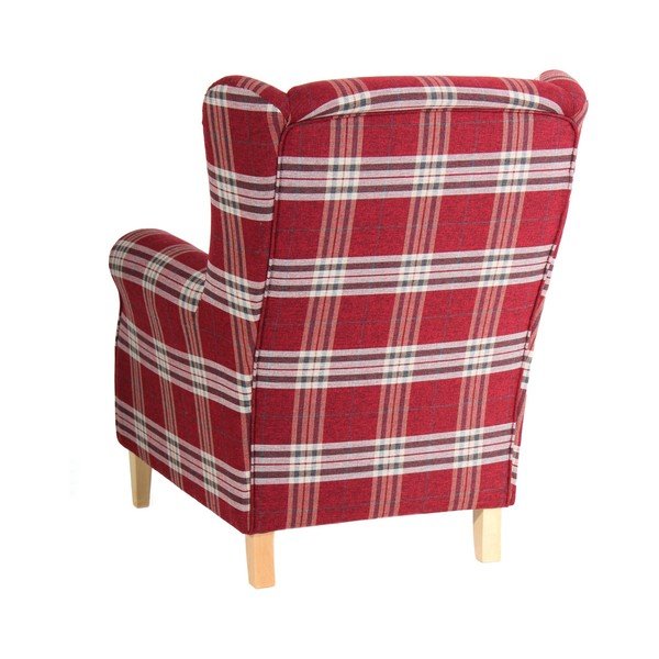 Červené kárované křeslo ušák Max Winzer Lorris-image-4