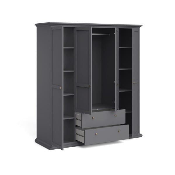 Šedá šatní skříň 181x201 cm Paris – Tvilum-image-4