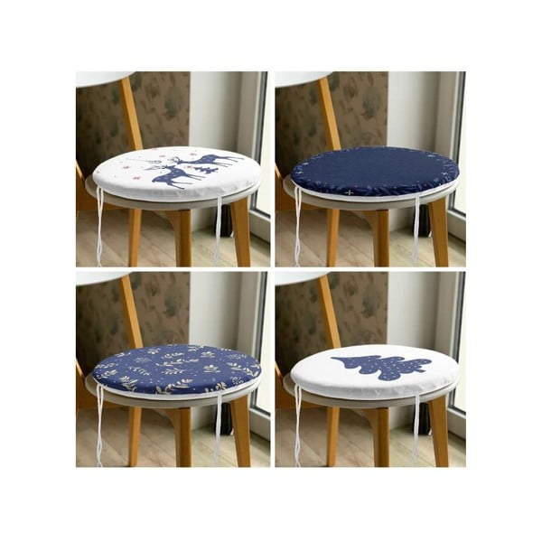 Podsedáky v sadě 4 ks s vánočním motivem ø 40 cm Blue Christmas – Mila Home-image-3