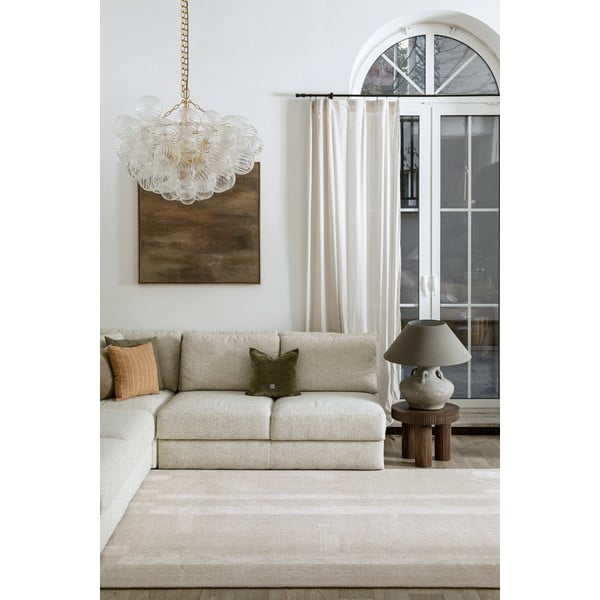 Šedobéžový vlněný koberec 133x190 cm Agnus Brush Lines – Agnella-image-1