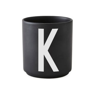 Černý porcelánový hrnek Design Letters Alphabet K, 250 ml