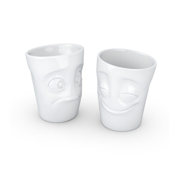 Sada 2 bílých hrnků z porcelánu 58products Cheery & Baffled-image-2