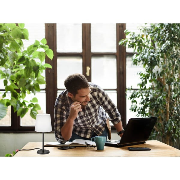 Černobílá stolní lampa s textilním stínidlem (výška 30 cm) Eve – Fischer & Honsel-image-1