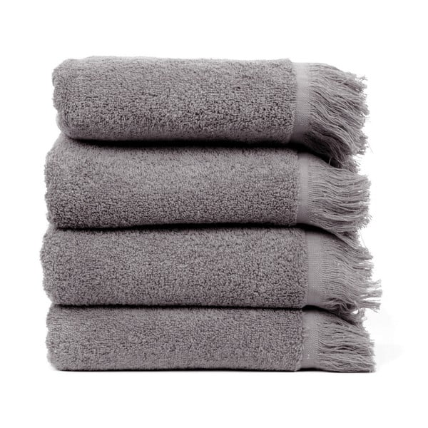 Sada 4 šedých bavlněných ručníků Casa Di Bassi Soft, 50 x 90 cm