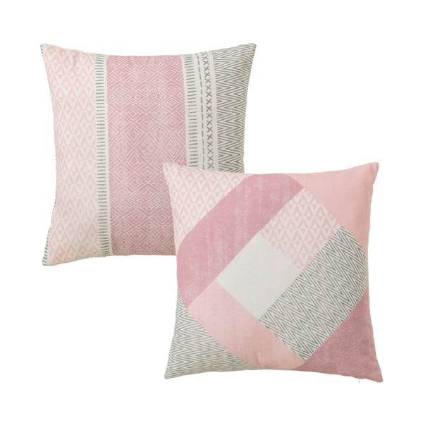 Sada 2 růžových polštářů z bavlny Unimasa Cube, 45 x 45 cm