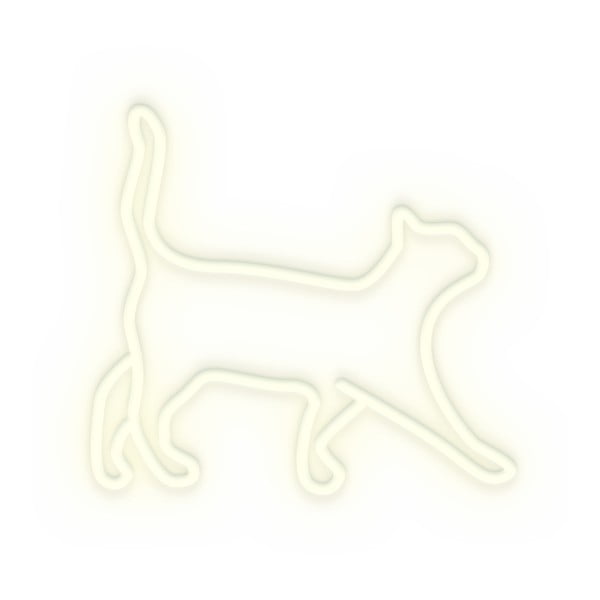 Bílá nástěnná svíticí dekorace Candy Shock Cat, 40 x 37 cm-image-1