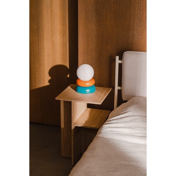 Stolní lampa z masivního dřeva v petrolejové barvě/oranžová se skleněným stínidlem (výška 24 cm) Otem – noo.ma-image-1