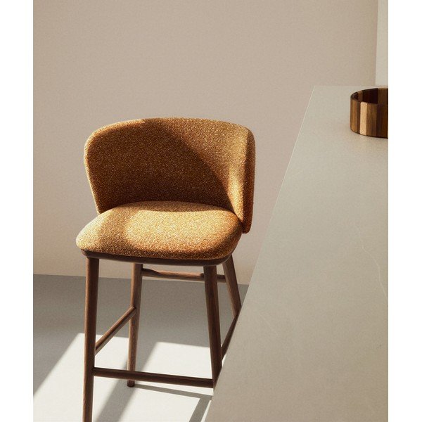 Čalouněná barová židle v terakotové barvě (výška sedáku 75 cm) Ciselia – Kave Home-image-2