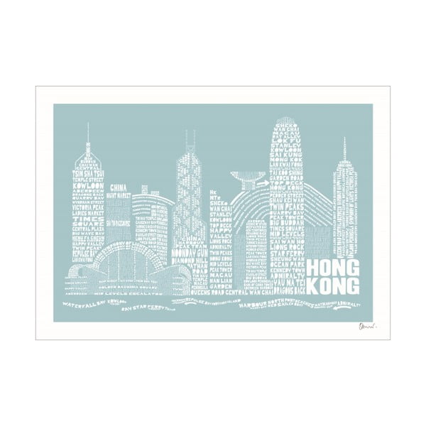 Plakát Hong Kong Blue&White, 50x70 cm