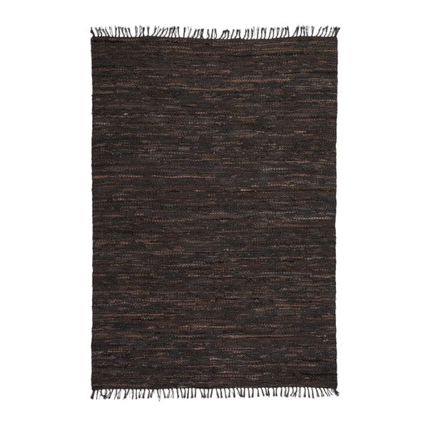 Tmavě hnědý kožený koberec Kayoom Rajpur, 60x90cm