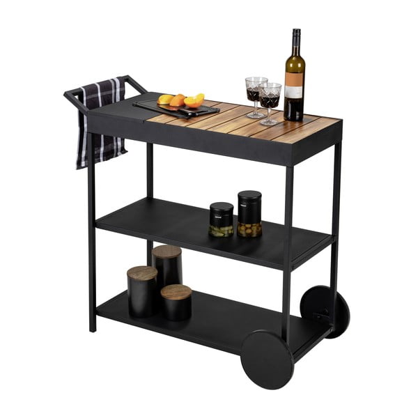 Servírovací stolek na kolečkách s deskou z akácie 40x80 cm Miro – Wenko-image-3