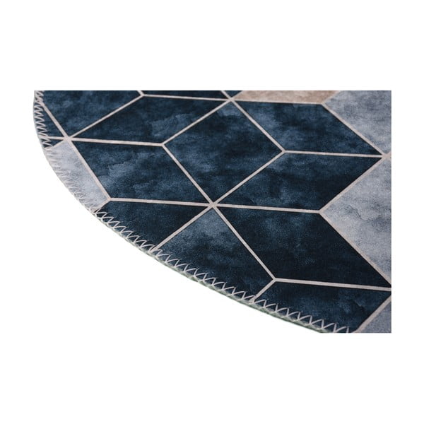 Bílo-modrý pratelný kulatý koberec ø 120 cm – Vitaus-image-2