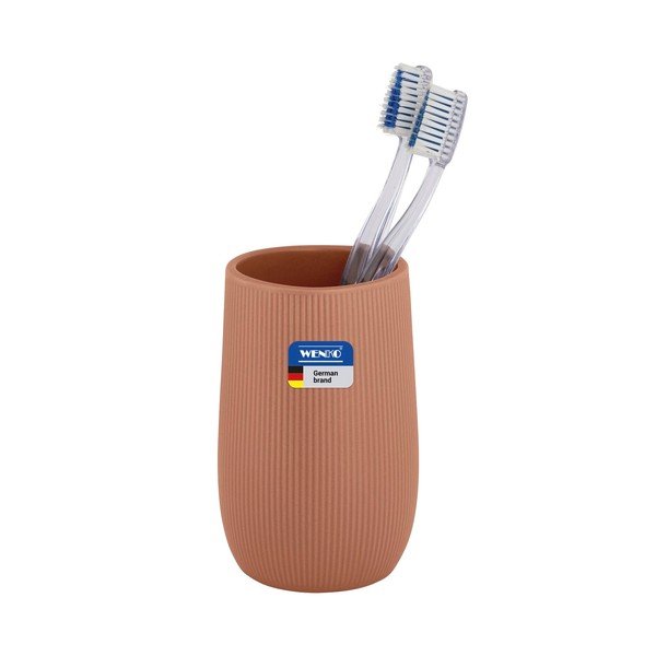 Hnědý keramický kelímek na zubní kartáčky Fablo – Wenko-image-3