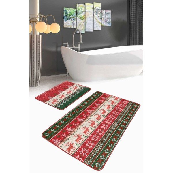 Sametové koupelnové předložky v sadě 2 ks 60x100 cm Merry Christmas – Mila Home