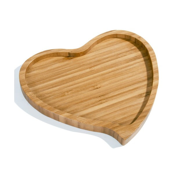 Bambusový servírovací podnos Kosova Heart, 21 x 23 cm