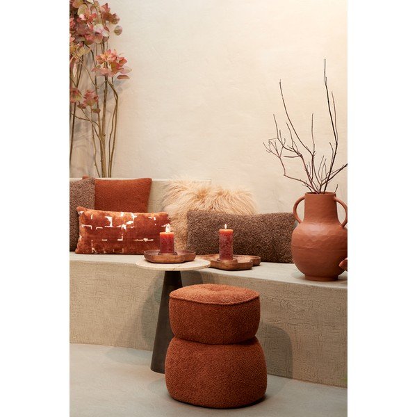 Oranžový taburet z textilie bouclé Leyla – Light & Living-image-1