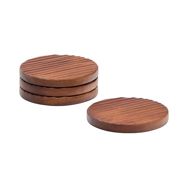 Dřevěné podtácky v sadě 4 ks v tmavě přírodní barvě Rommu – Kave Home