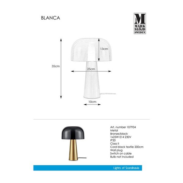 Stolní lampa v měděné barvě s černým stínidlem Markslöjd Blanca-image-2