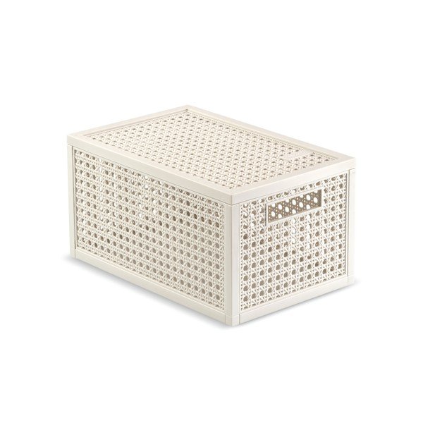 Krémový úložný box s víkem z recyklovaného plastu 19x30x15 cm Kaya – Curver