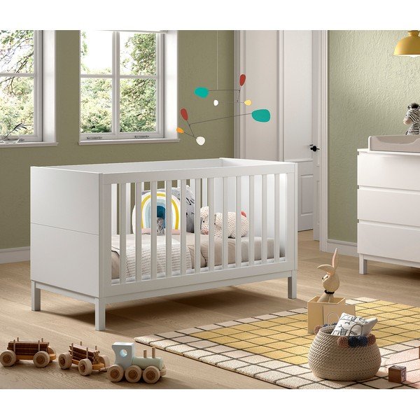 Bílá postýlka z borovicového dřeva 70x140 cm Eva – Vipack-image-1