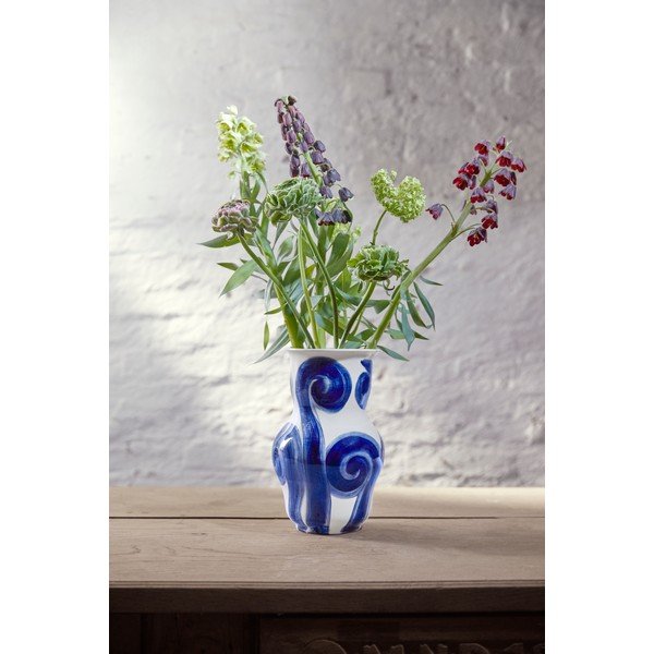 Modrá ručně malovaná váza z kameniny Tulle – Kähler Design-image-1