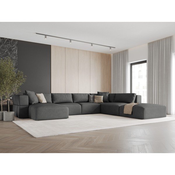 Tmavě šedá rohová pohovka do "U", pravý roh Esther – Milo Casa-image-1