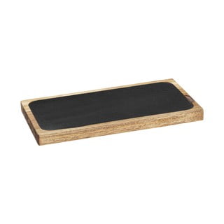 Dřevěný servírovací talíř v černo-přírodní barvě 30x15 cm – Wenko
