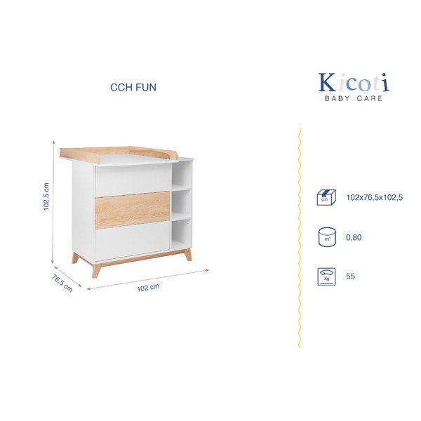 Bílá komoda s přebalovacím pultem KICOTI Fun-image-2