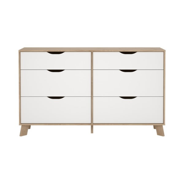 Bílá/v přírodní barvě komoda v dekoru dubu 156x92x40 cm Ikast – Tvilum