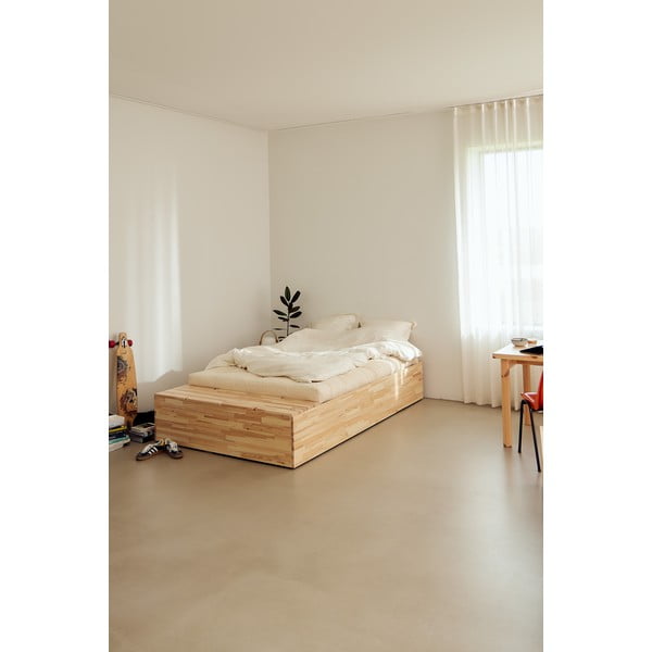 Dvoulůžková postel z borovicového dřeva s úložným prostorem s roštem v přírodní barvě 160x200 cm Basement Bed – Karup Design-image-1