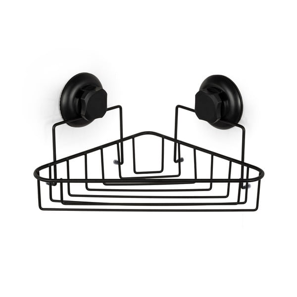 Černá samodržící nástěnná rohová koupelnová polička Compactor Bestlock Black Corner Rack 1 Shelf-image-4