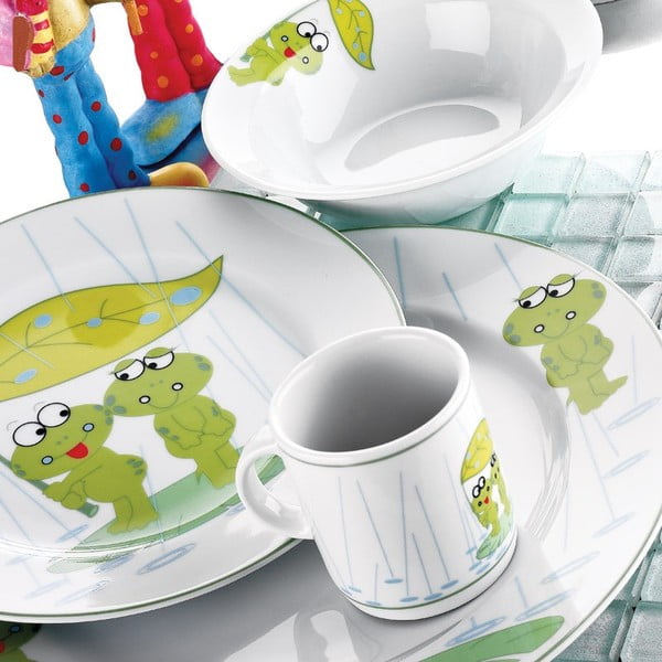 5dílný dětský porcelánový jídelní set Kütahya Porselen Frogs-image-1
