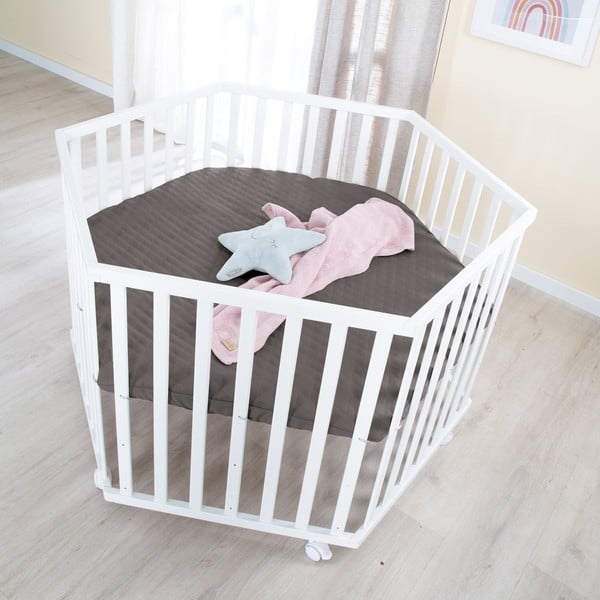 Bílá dětská ohrádka s nastavitelnou výškou/na kolečkách – Roba-image-1