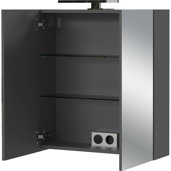 Antracitová závěsná/se zrcadlem koupelnová skříňka 60x71 cm Arcena – Germania-image-3