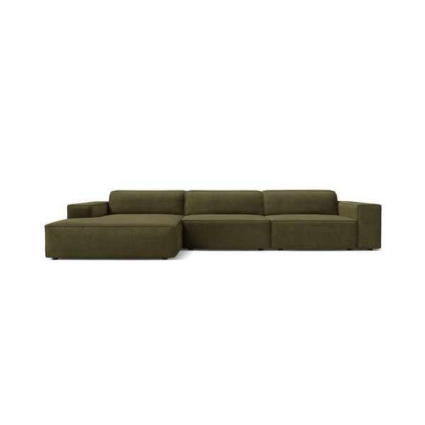 Khaki sametová modulární rohová pohovka (levý roh/s lenoškou) Jodie – Micadoni -image-2
