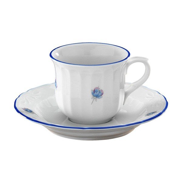 Sada 6 porcelánových hrnečků s podšálkem Kutahya Waves Lina, 80 ml
