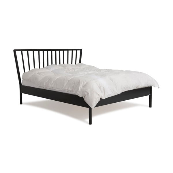 Černá ručně vyráběná postel z masivního březového dřeva Kiteen Melodia, 160 x 200 cm