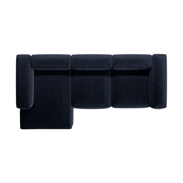 Tmavě modrá manšestrová rohová pohovka (levý roh/s lenoškou) Bergamo – Cosmopolitan Design-image-3