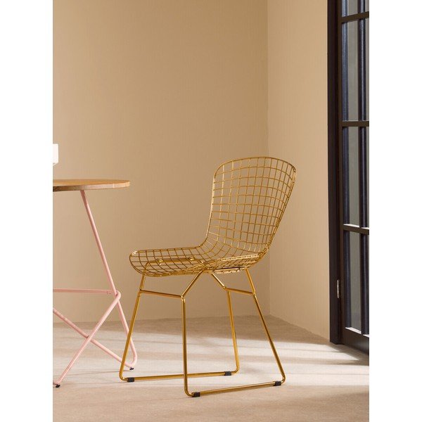 Kovová jídelní židle ve zlaté barvě District – Premier Housewares-image-3
