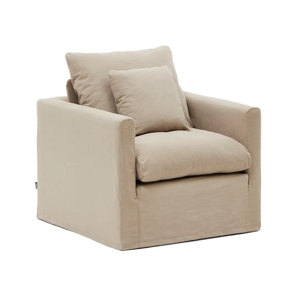 Béžové lněné křeslo Nora – Kave Home